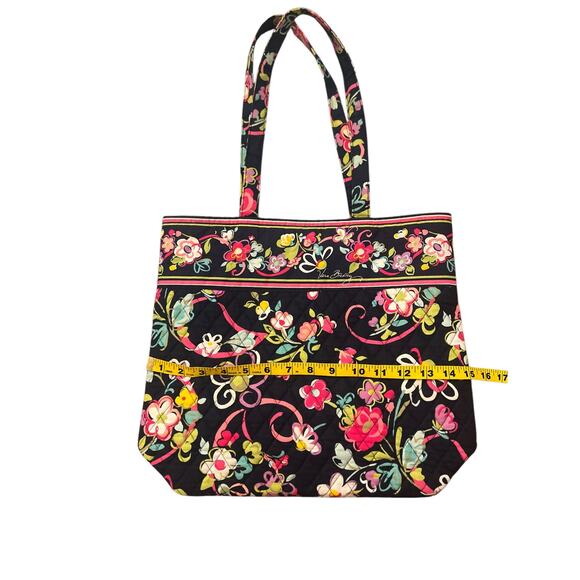 VERA BRADLEY QUILTED BLUE AND WHITE DAISY RIBBON LARGE TRAVEL TOTE BAG - Picture 5 of 11